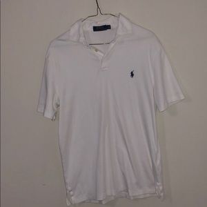 White RL 3-button Polo with blue logo